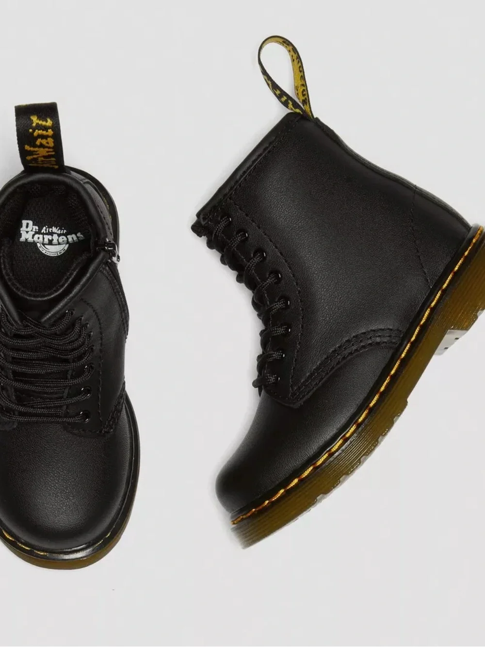 Dr. Martens Doc Boots Size 8 Toddler 1460 Softy T Combat Black Lace Up w Zip NIB